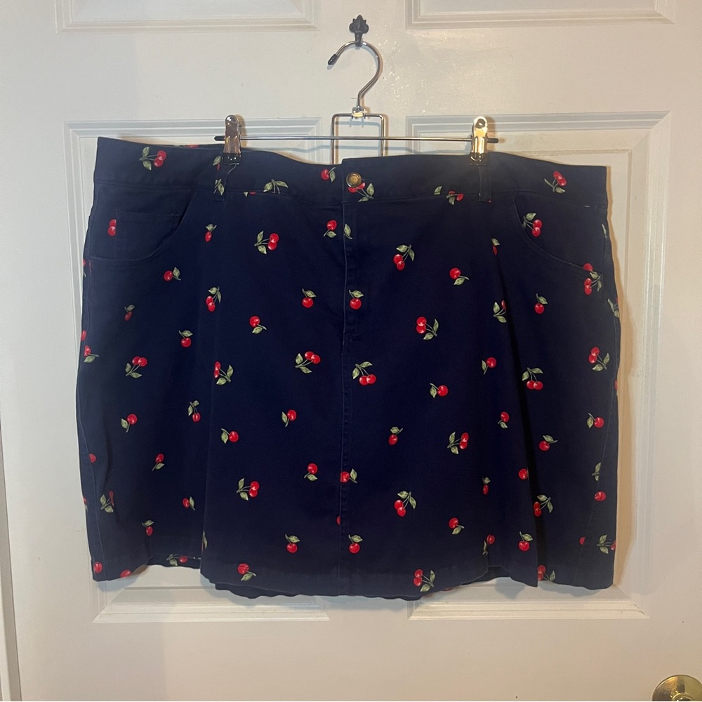 Women’s Navy Cherry Print Mini Skirt